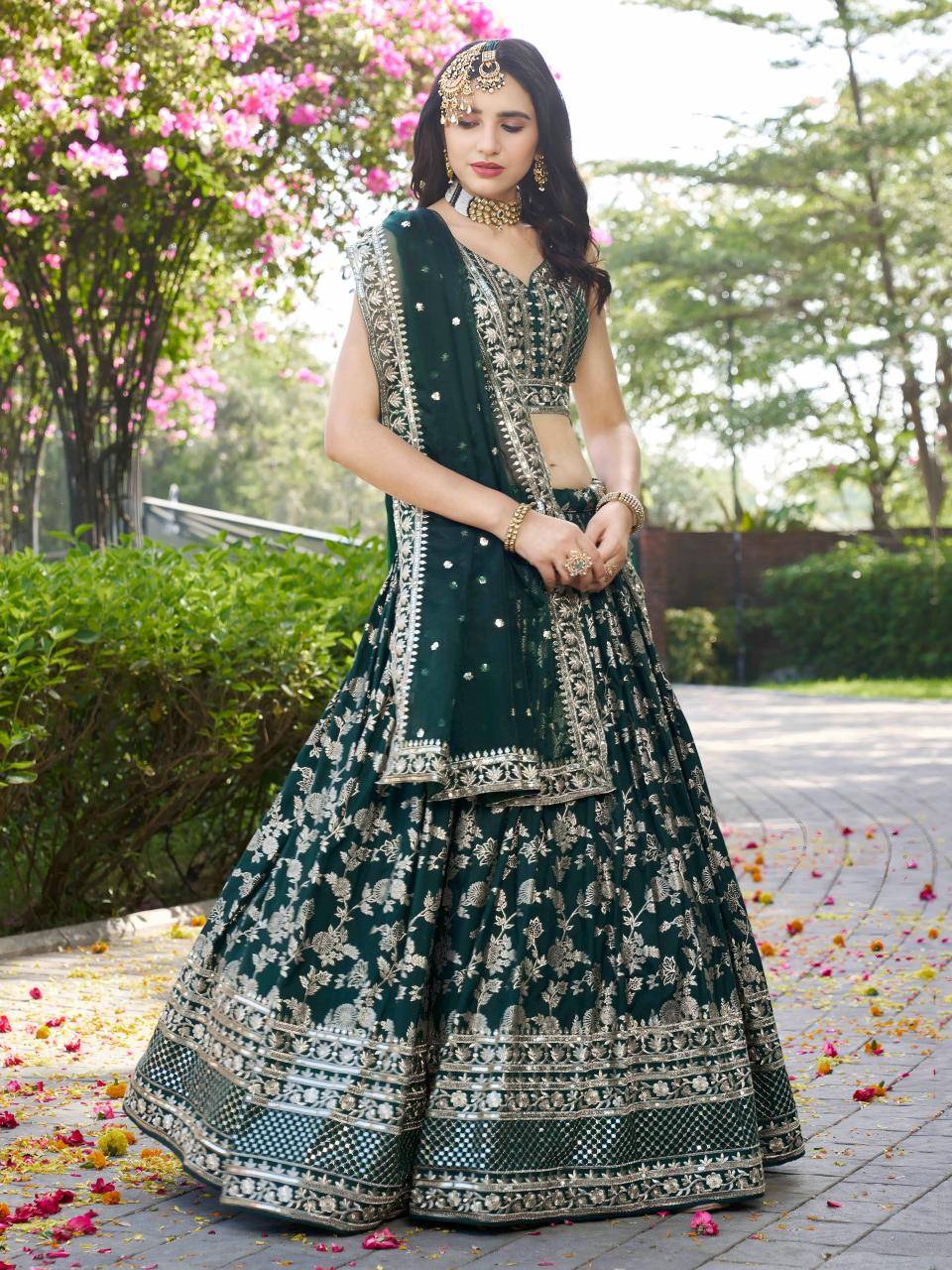 AMRAPALI Dola silk green Bulk lehenga choli for resellers